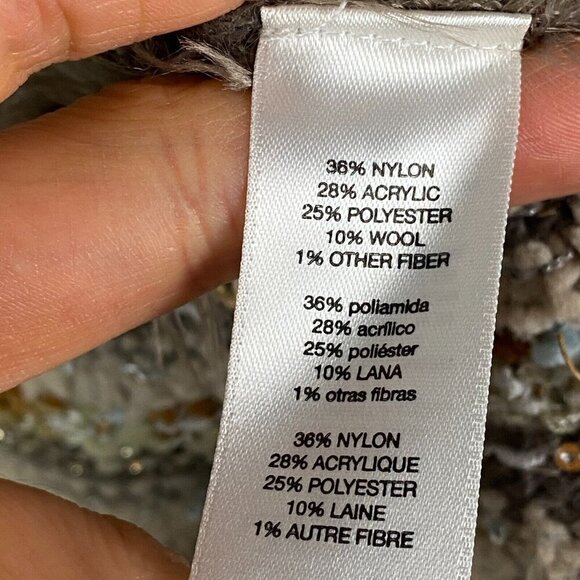 Chicos Embellished Shine Greta Cardigan Size 2 US L Stripe 3/4 Sleeves Open - Picture 5 of 11